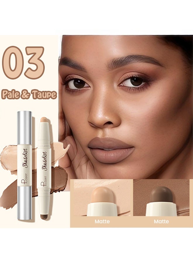 بوداير قلم كونتور وإضاءه 2 في 1، قلم كونتور بدرجات باردة، قلم إضاءة للمكياج، قلم برونزر مقاوم للماء طويل الأمد، عصا تشكيل الوجه الكريمية للسفر #02 - Image 2